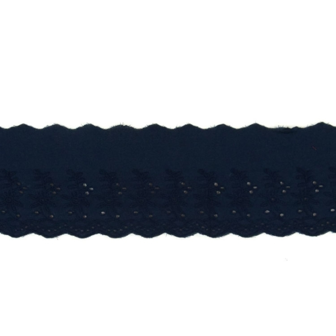 Ruban dentelle double flowers, bleu foncé