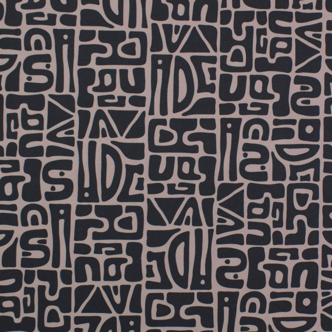 Tissu jersey technique sport Géométrique Abstract Inca, taupe
