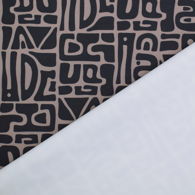 Tissu jersey technique sport Géométrique Abstract Inca, taupe