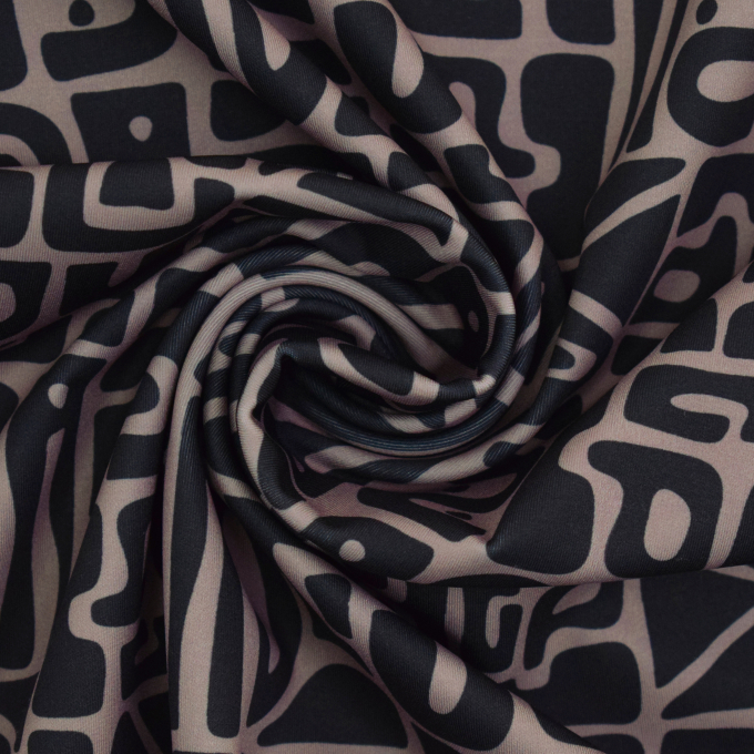 Tissu jersey technique sport Géométrique Abstract Inca, taupe