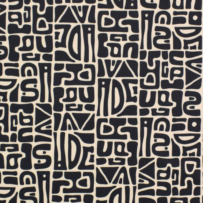 Tissu jersey technique sport Géométrique Abstract Inca, blanc vanille