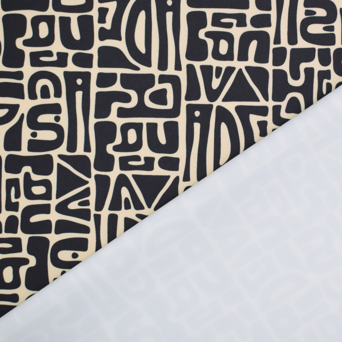 Tissu jersey technique sport Géométrique Abstract Inca, blanc vanille