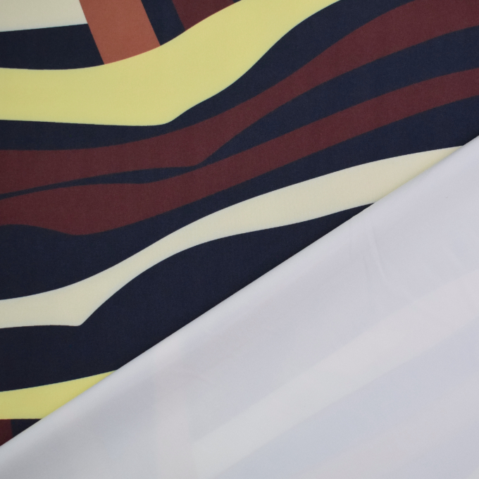 Tissu jersey technique sport Tribal Stripes Fibre Mood, bleu marine