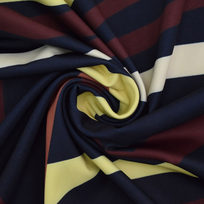 Tissu jersey technique sport Tribal Stripes Fibre Mood, bleu marine