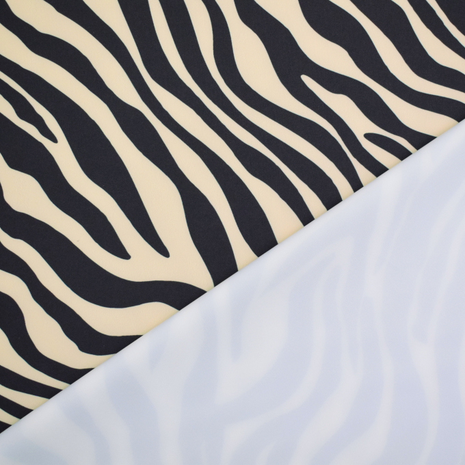 Tissu jersey technique sport Zèbre, blanc vanille