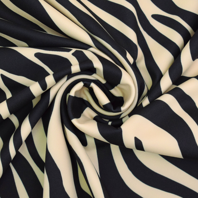 Tissu jersey technique sport Zèbre, blanc vanille