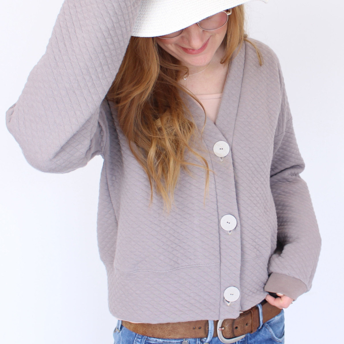 Sweatshirt gestikt wafelpatroon, taupe
