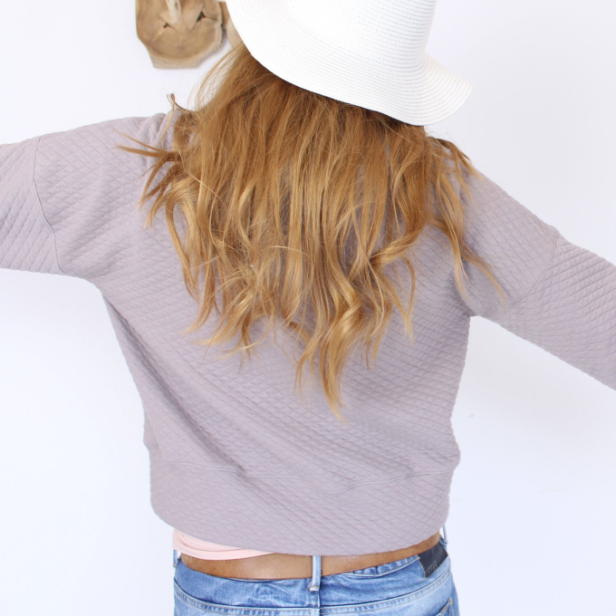 Sweatshirt gestikt wafelpatroon, taupe