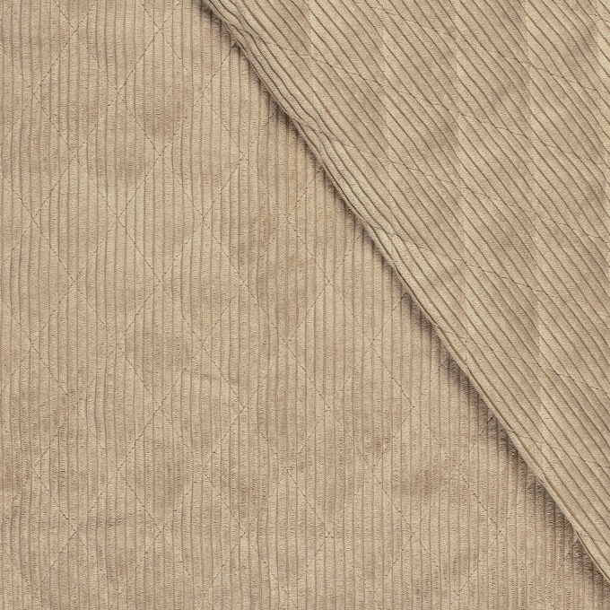 Tissu matelassé molletonné velours côtelé, beige