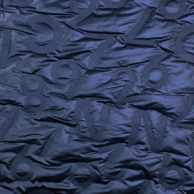 Tissu matelassé molletonné Chiffres Numbers, bleu foncé