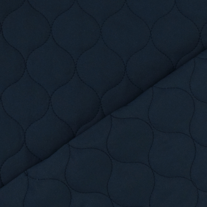 Tissu matelassé molletonné losanges Alma, bleu foncé