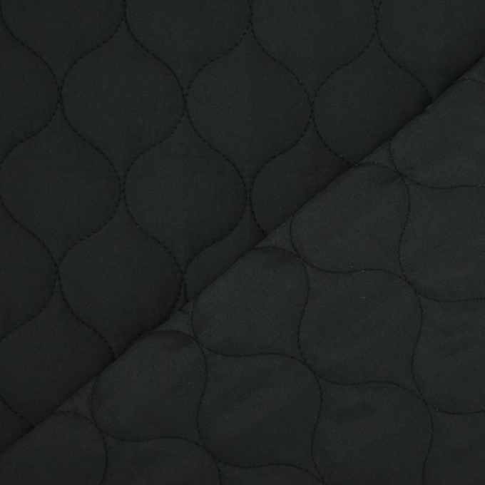 Tissu matelassé molletonné losanges Alma, noir