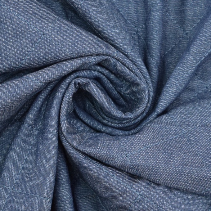 Doorgestikte stof Chambray, jeansblauw