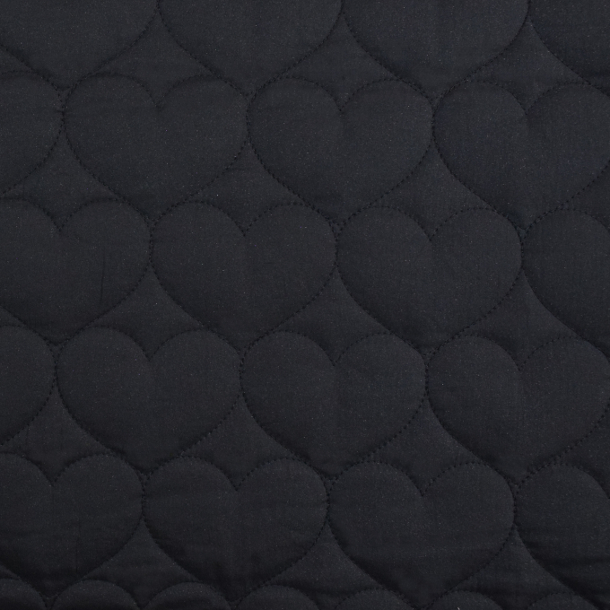 Tissu matelassé molletonné Coeurs Glitter Hearts, noir