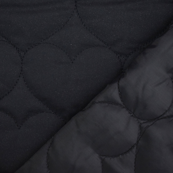 Tissu matelassé molletonné Coeurs Glitter Hearts, noir