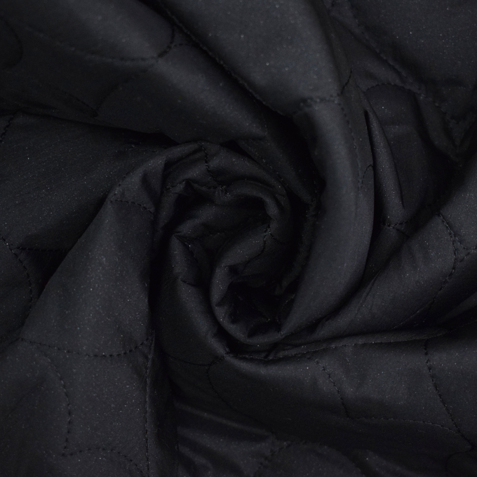 Tissu matelassé molletonné Coeurs Glitter Hearts, noir