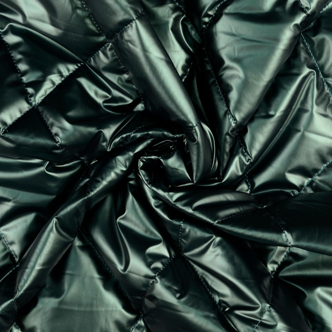 Doorgestikte stof metallic, donkergroen