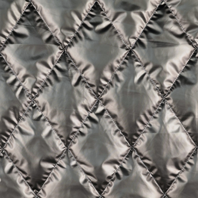 Doorgestikte stof metallic, grijs