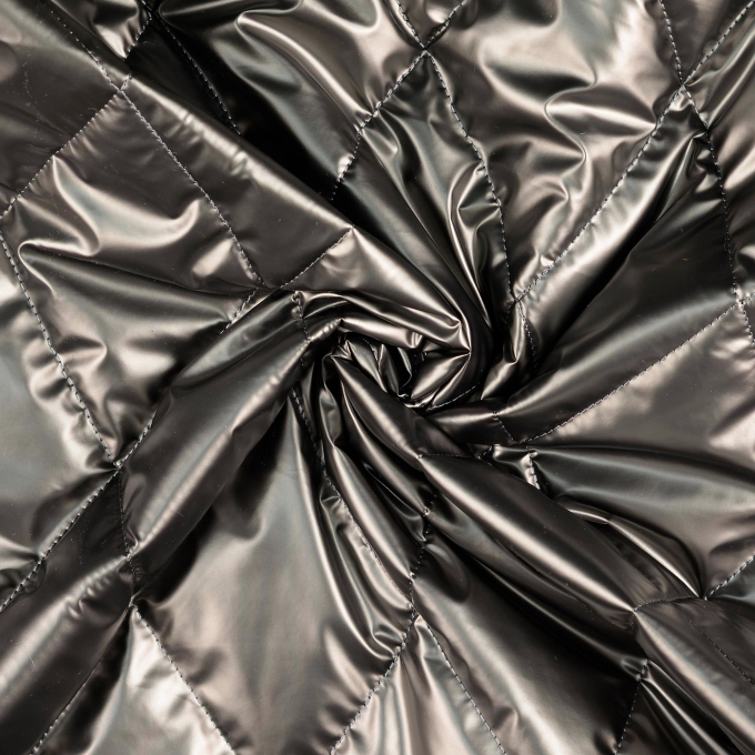 Doorgestikte stof metallic, grijs