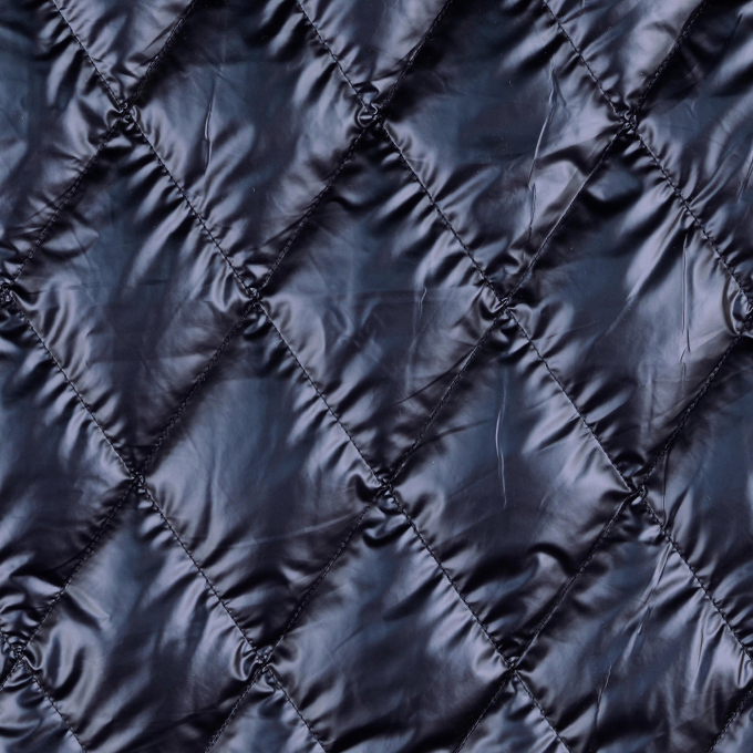 Tissu matelassé molletonné losanges effet métallique, bleu marine
