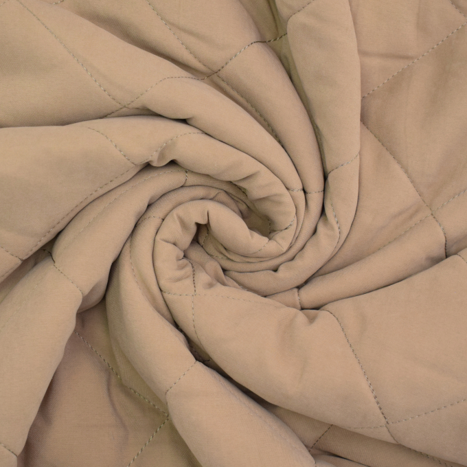 Tissu matelassé envers fausse fourrure, beige