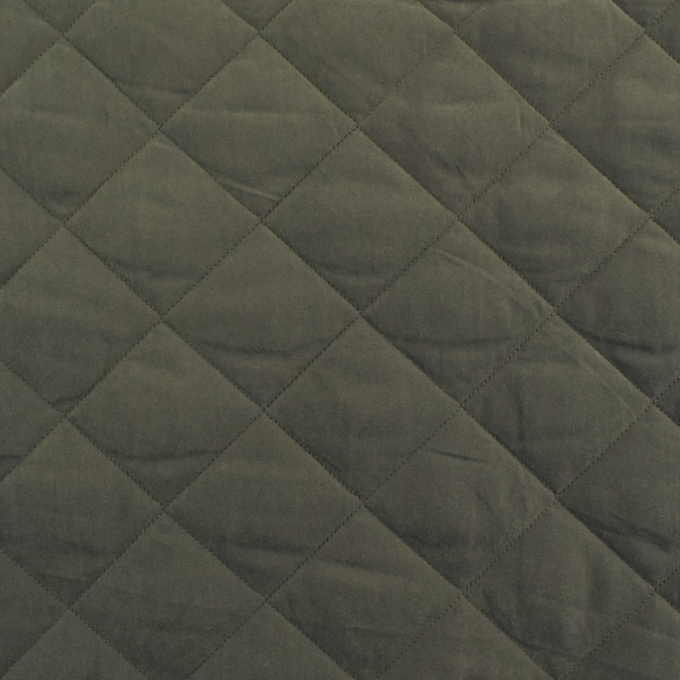 Tissu matelassé envers fausse fourrure, vert olive