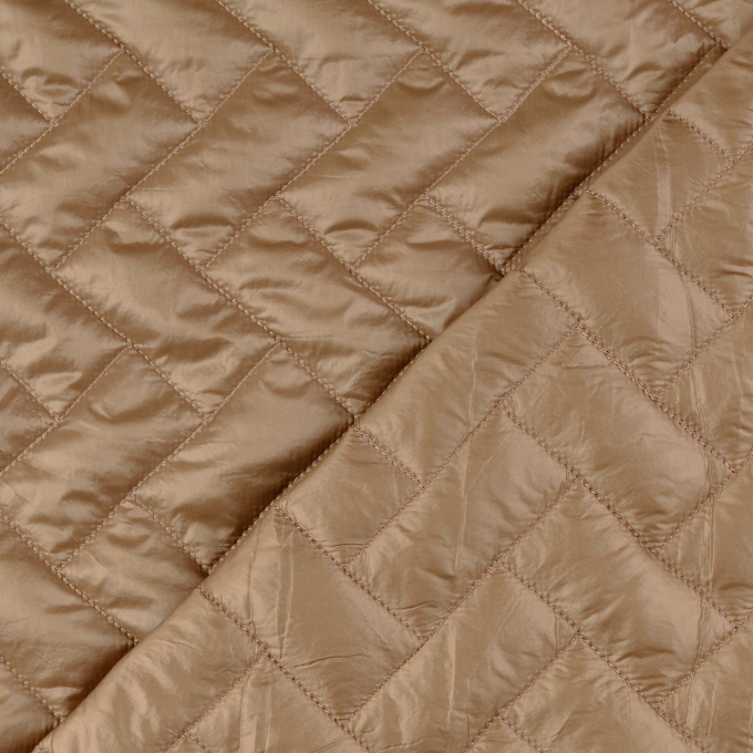 Tissu matelassé molletonné Rectangles, marron clair