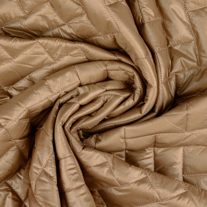 Tissu matelassé molletonné Rectangles, marron clair