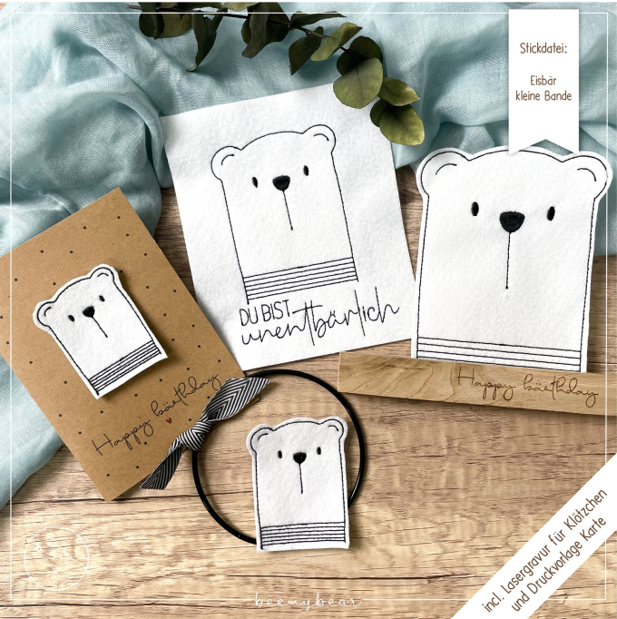 Fichier modèle broderie Ours polaire - petite troupe Beemybear
