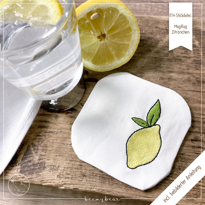 Fichier modèle broderie Sous-verre citron Beemybear