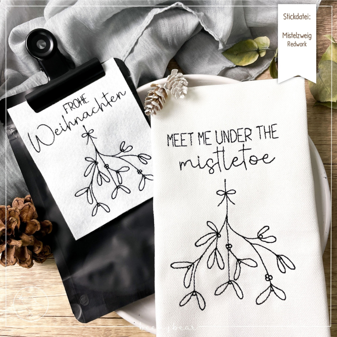 Stickdatei beemybear Mistletoe, german