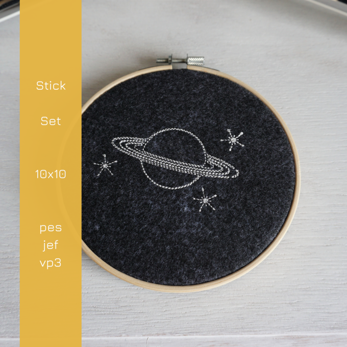 Stickdatei DIY Hunger Planet mit Sternen, german