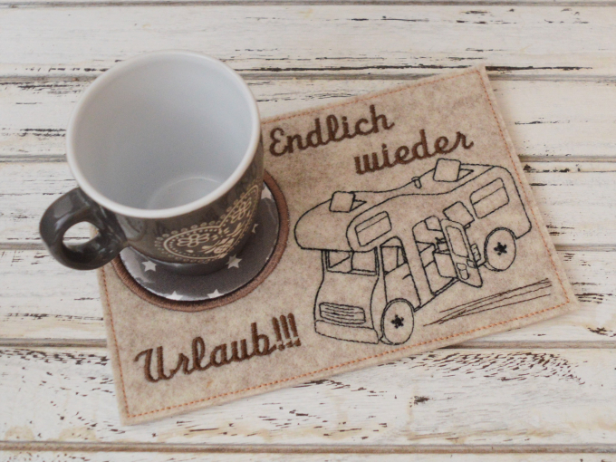 Borduurbestand Fadenstark Mugrug Camping Urlaub Wohnmobil, Duits