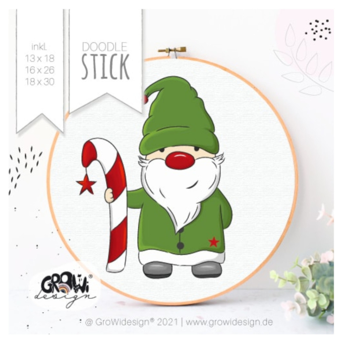 Borduurbestand GroWiDesign XMAS Wichtel 1 Zuckerstange, Duits