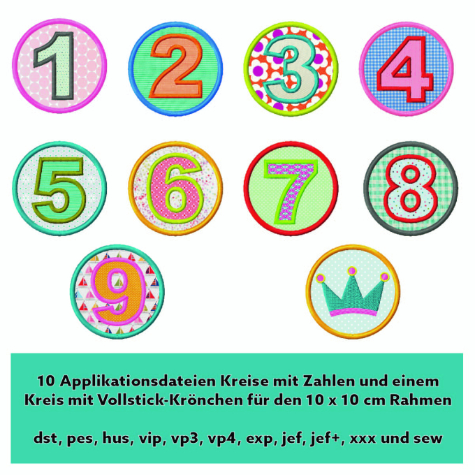 Fichier modèle broderie Chiffres anniversaire MiToSa-Kreativ