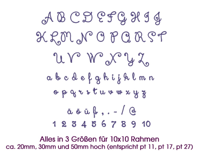 Stickdatei Rock Queen ABC Julia Schönschrift