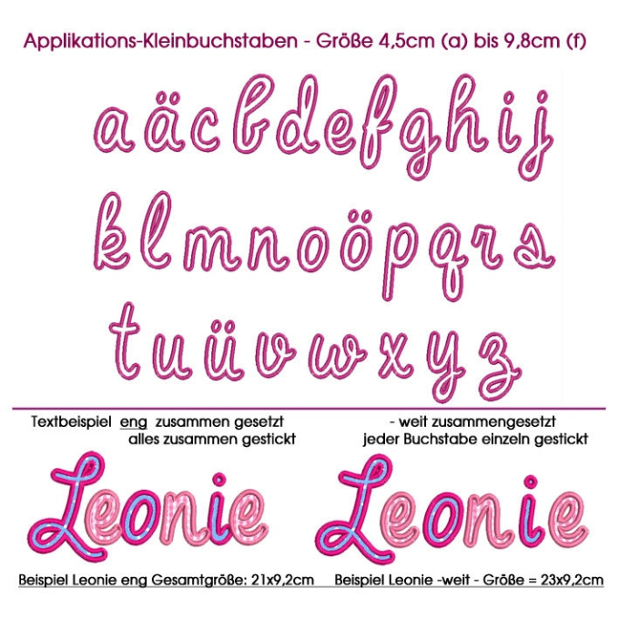 Stickdatei Rock Queen ABC Leonie Applikationsbuchstaben und Zahlen