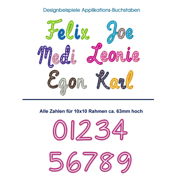 Stickdatei Rock Queen ABC Leonie Applikationsbuchstaben und Zahlen
