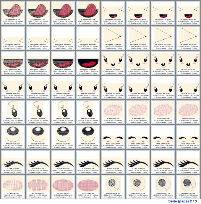 Fichier modèle broderie Yeux kit 2 Rock Queen
