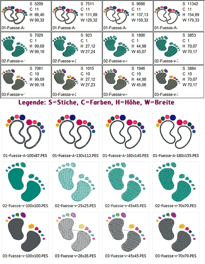 Stickdatei Rock Queen Babyfüße