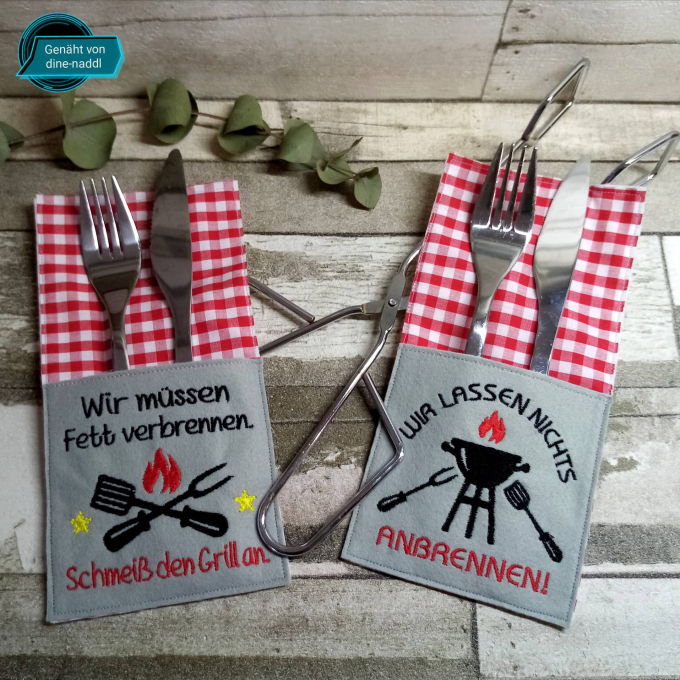 Stickdatei Rock Queen Griller Bestecktaschen ITH Griller