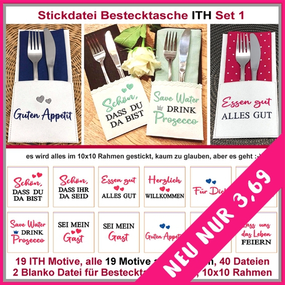 Stickdatei Rock Queen Bestecktaschen-Set 1