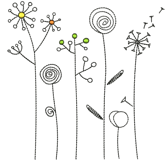 Stickdatei Rock Queen Blumenwiese Doodle