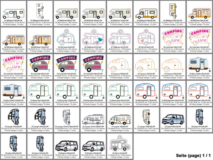 Stickdatei Rock Queen Camping Fahrzeuge