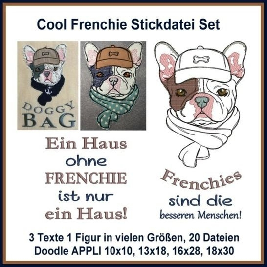 Stickdatei Rock Queen Cool Frenchie