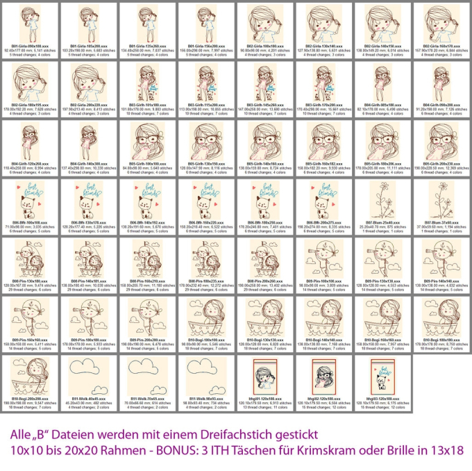 Stickdatei Rock Queen Cute Doodles