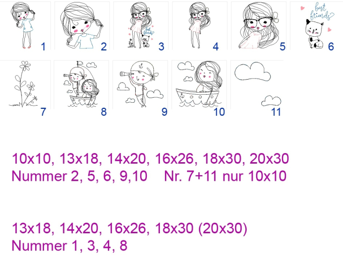 Stickdatei Rock Queen Cute Doodles