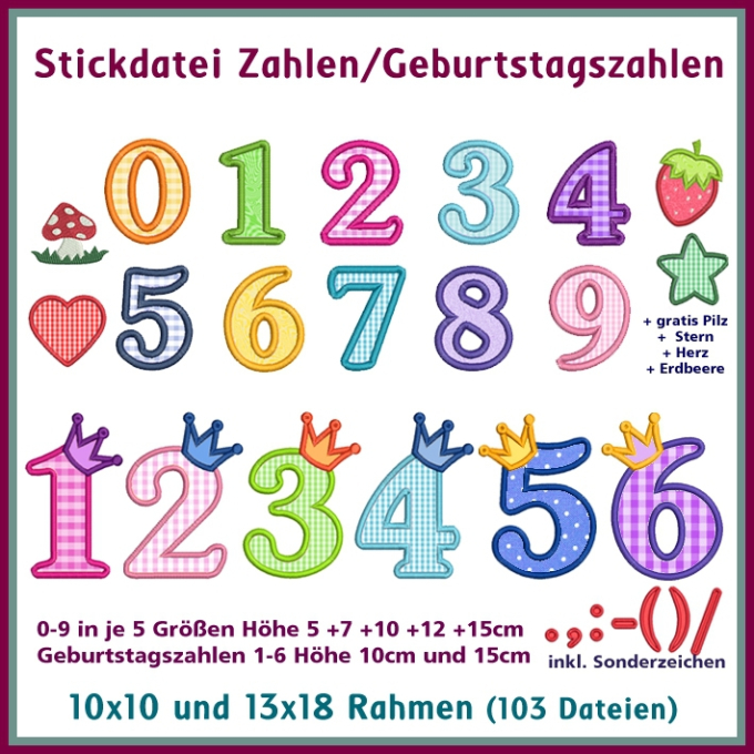Stickdatei Rock Queen Geburtstagszahlen