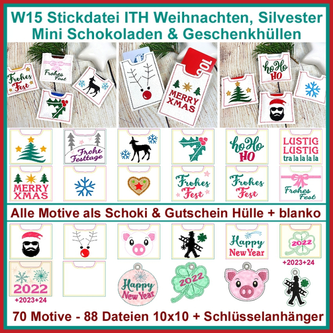 Stickdatei Rock Queen Geschenkhüllen Weihnachten, Silvester, Mini Schololaden