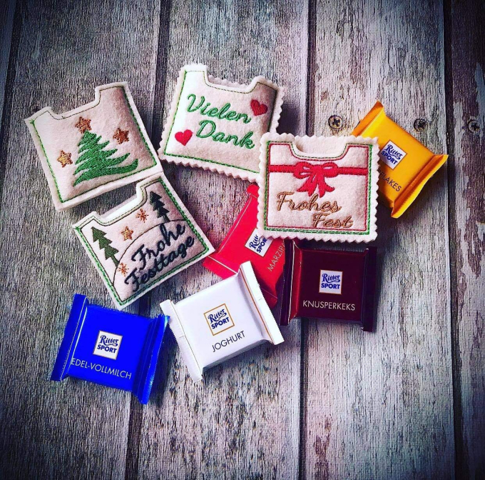 Stickdatei Rock Queen Geschenkhüllen Weihnachten, Silvester, Mini Schololaden